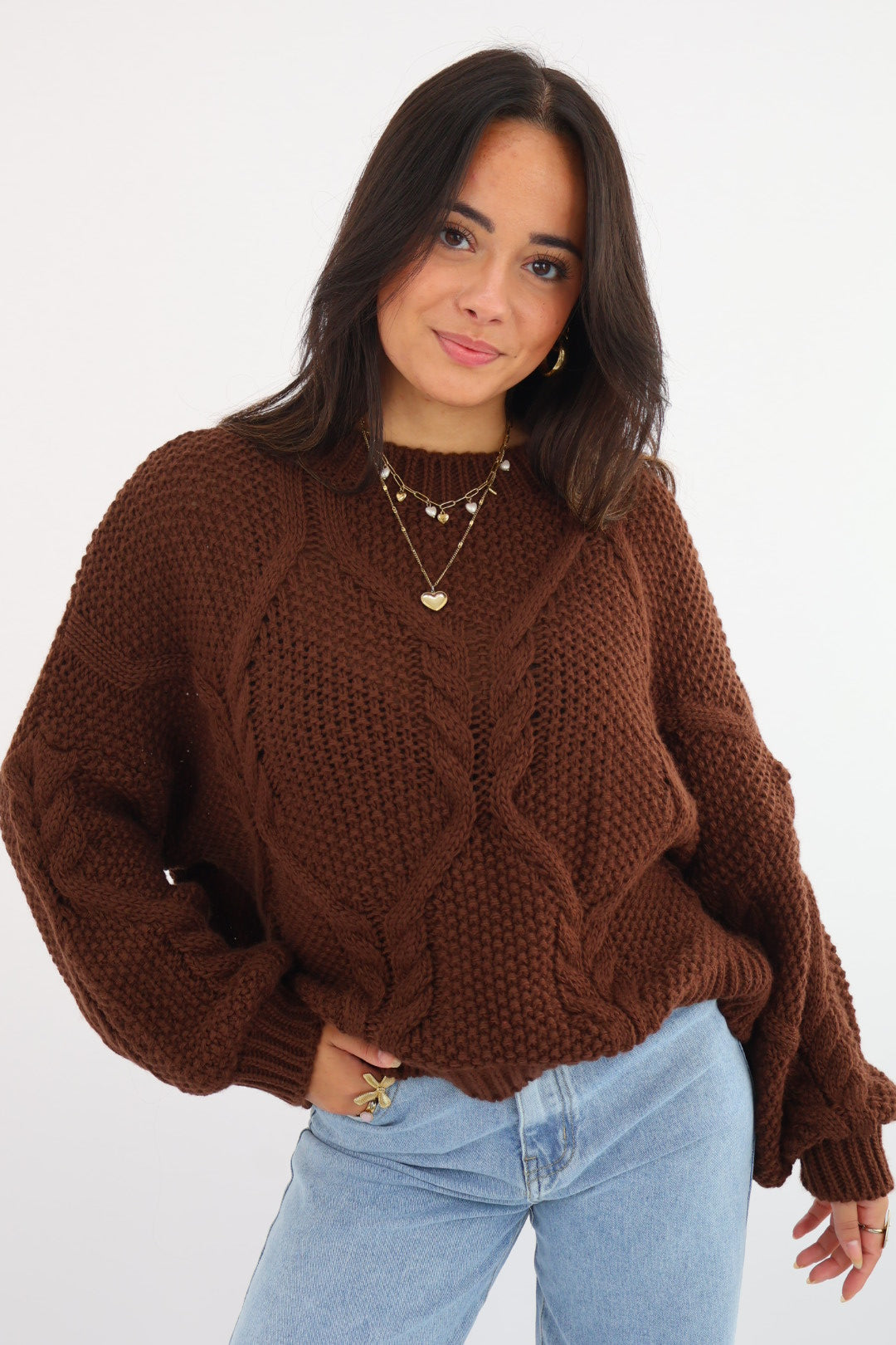 Britt Knit Sweater - Chocolate Brown