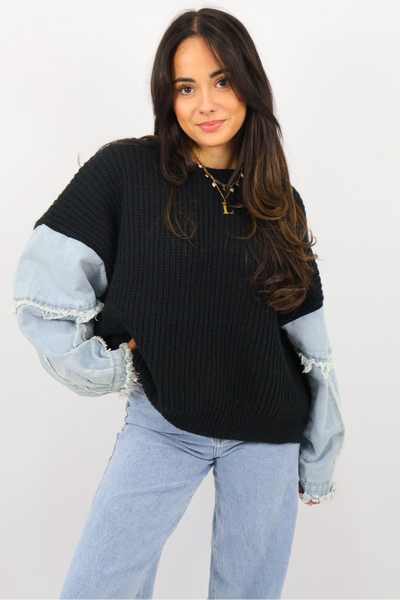 Light Denim Sweater - Black