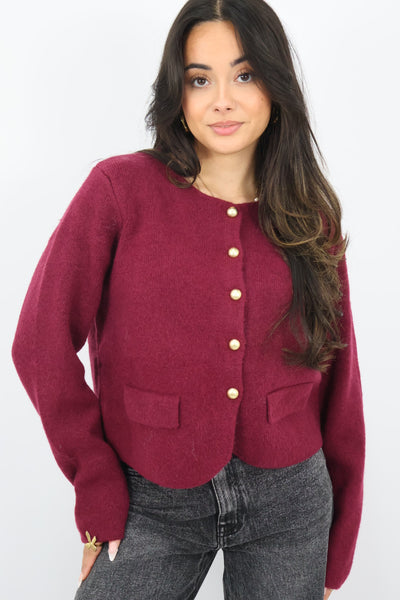 Chloe Cardigan - Bordeaux