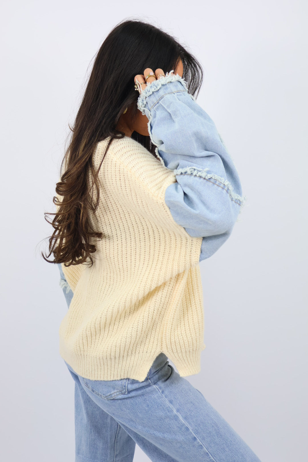 Light Denim Sweater - Beige