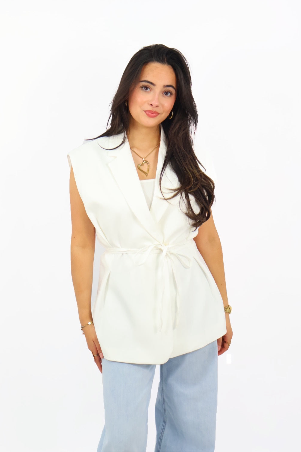 Polly blazer mouwloos - White