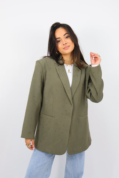 Ambika Rhinestones Blazer - Taupe Green