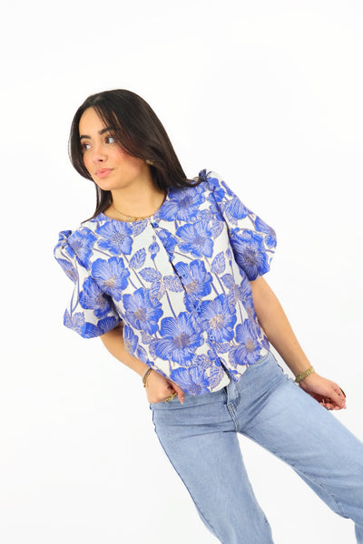 Luca Top print - Blue