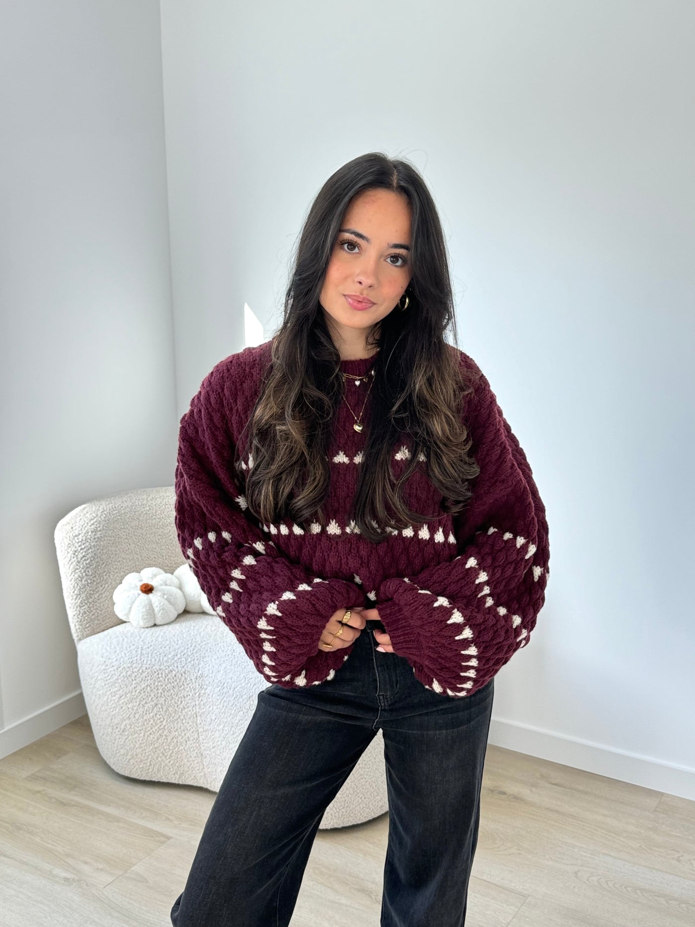 Hearts Knit Sweater Romy - Bordeaux