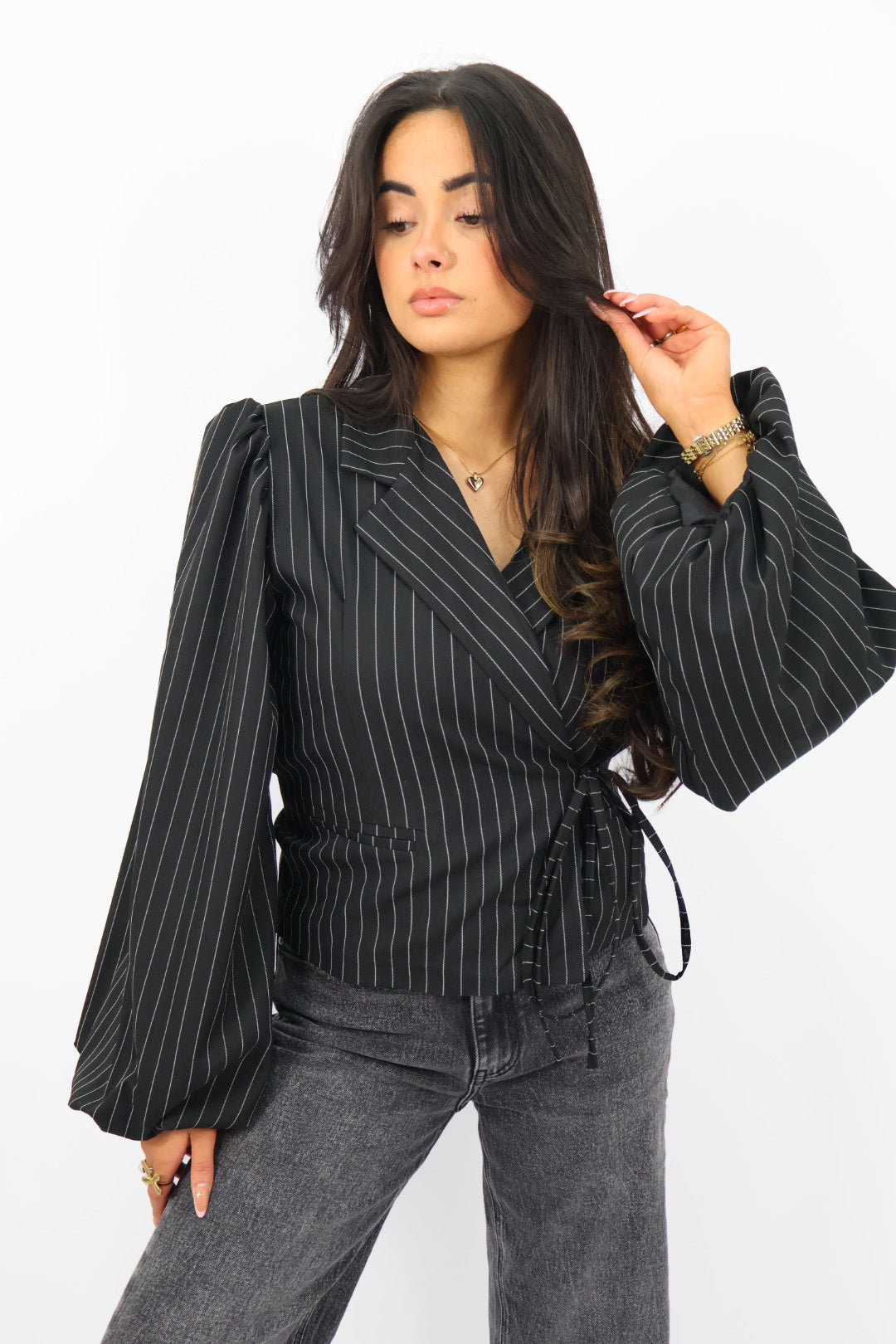 Anna Blazer Stripes - Black