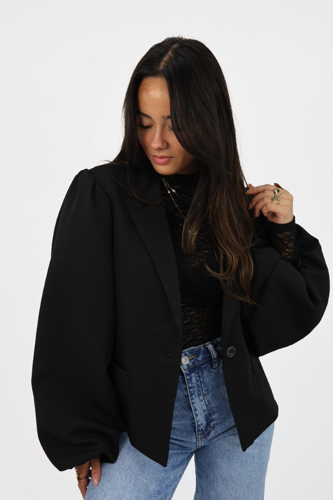 Puff Blazer Lisa Lange mouw - Black