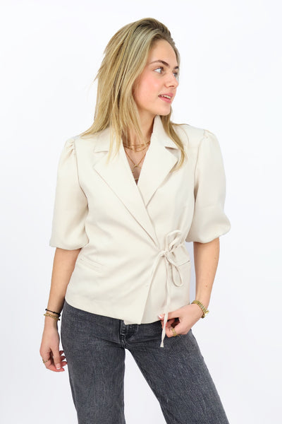 Anna Blazer Korte Mouw - Beige