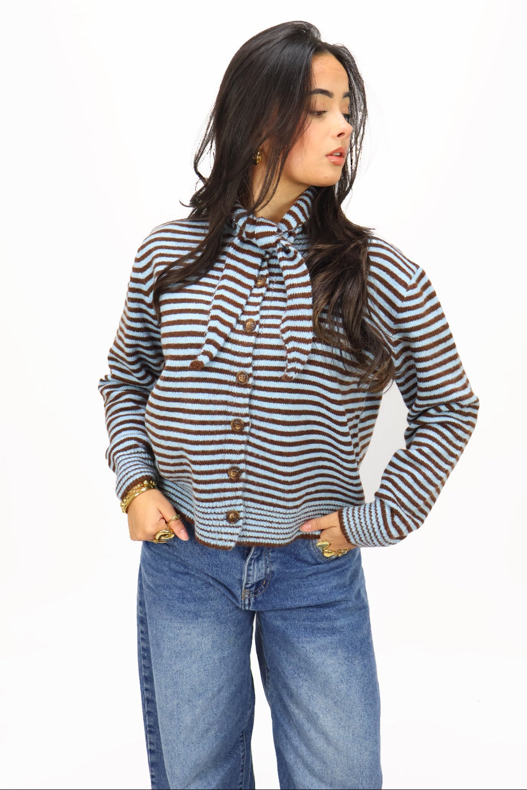 Yara cardigan - Blue/Brown