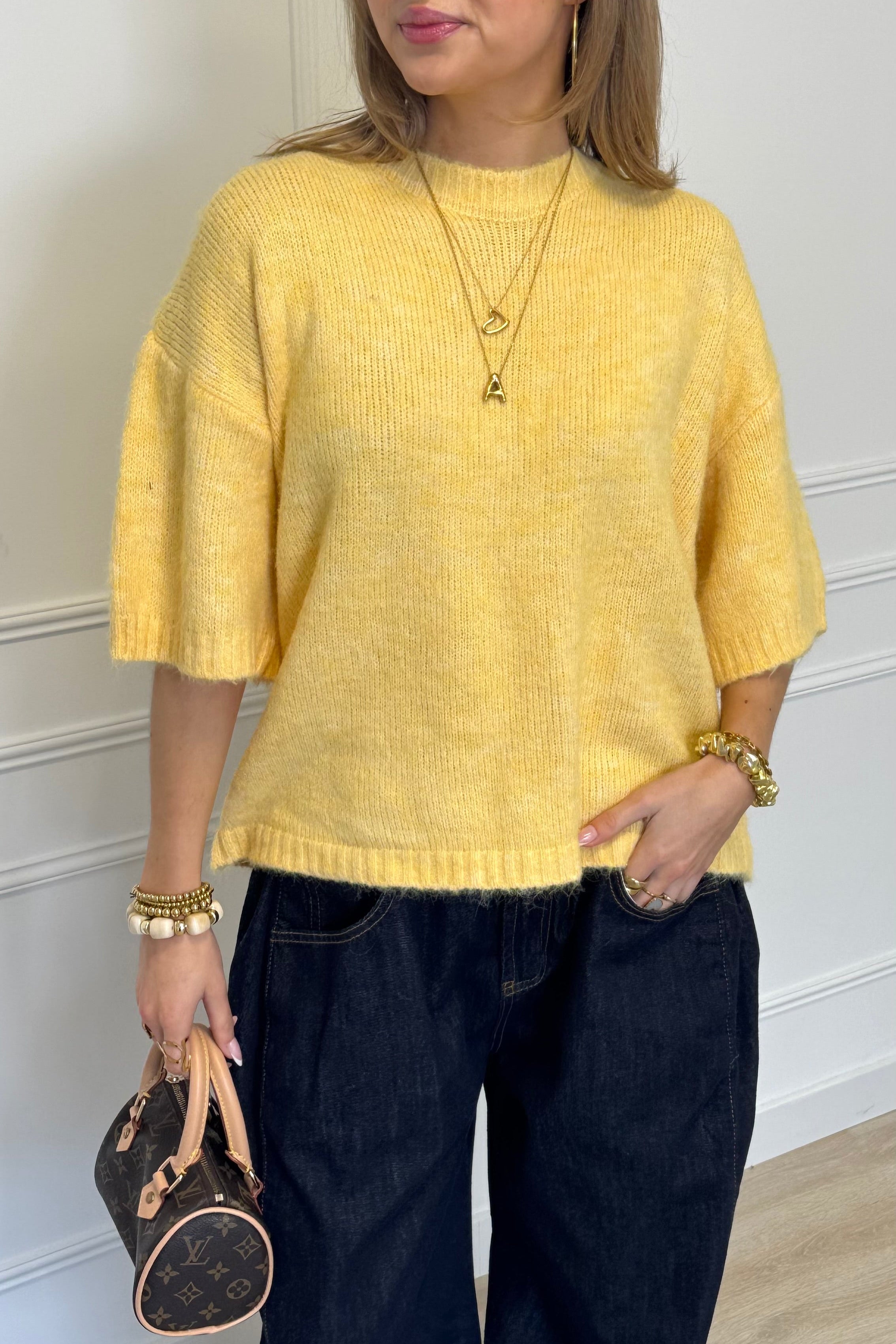 Moos shortsleeve sweater - Yellow