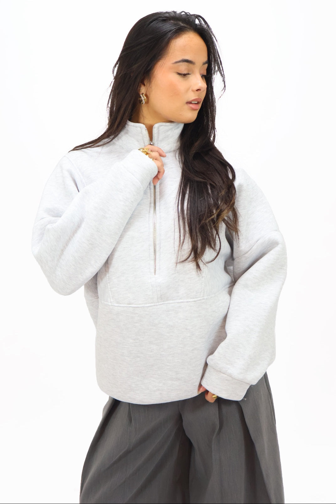 Isabel zip sweater - Grey