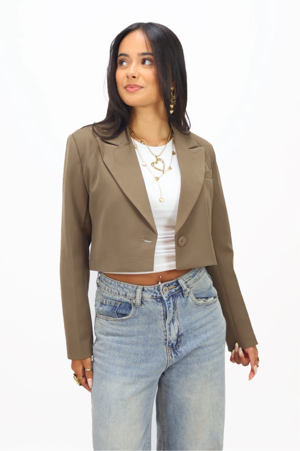 Milly Cropped Blazer  - Taupe