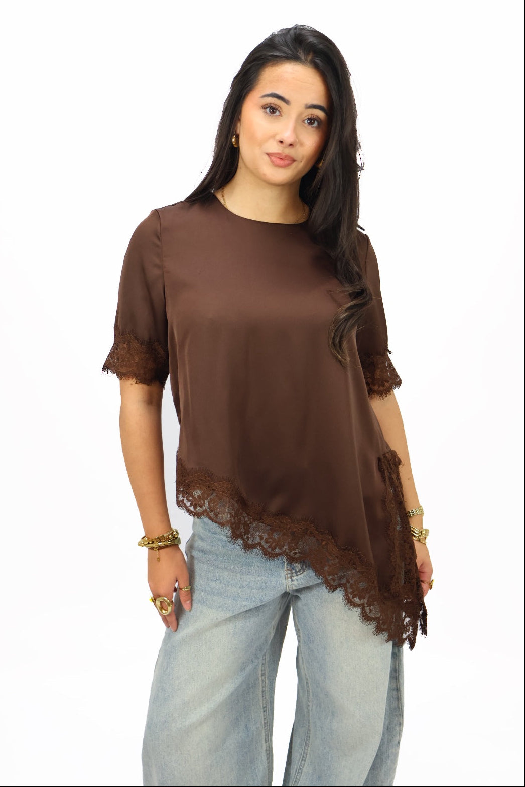 Satin T-Shirt - Brown