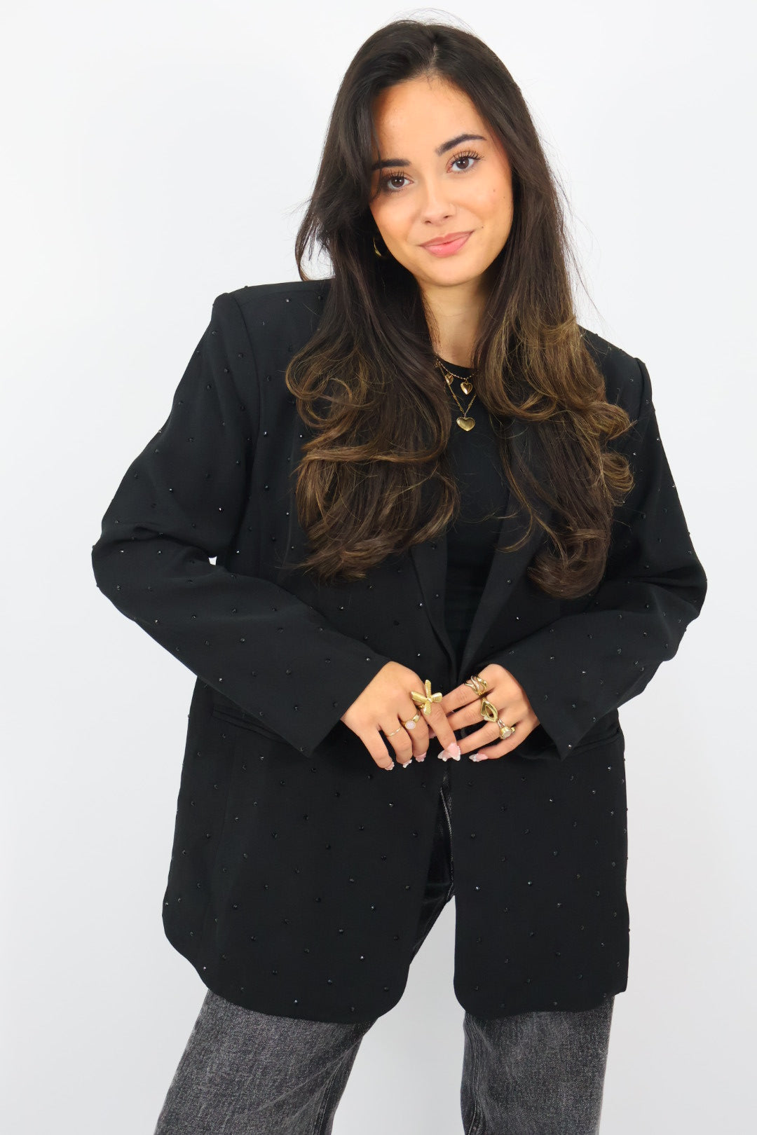 Ambika Rhinestones Blazer - Black