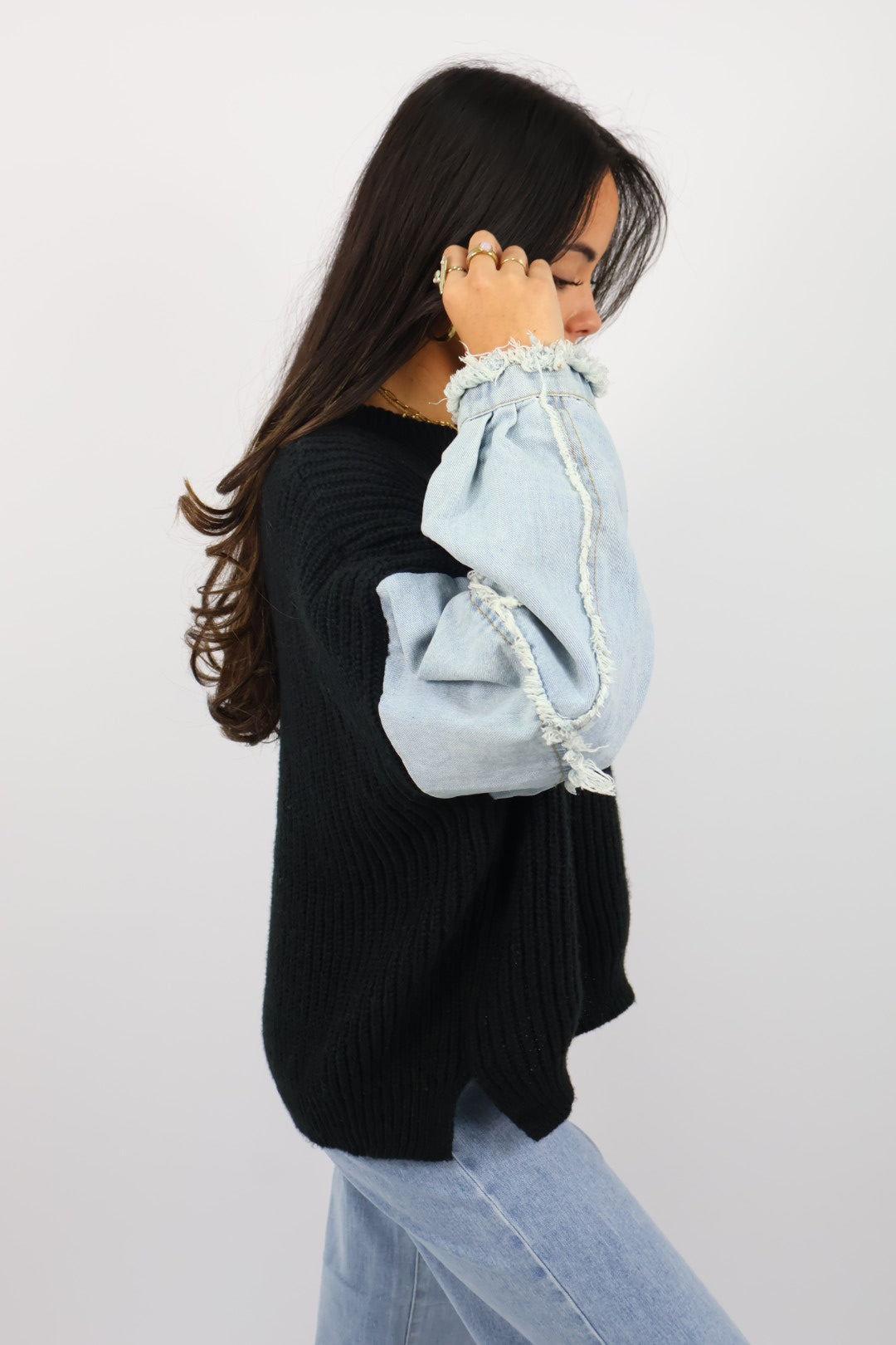 Light Denim Sweater - Black