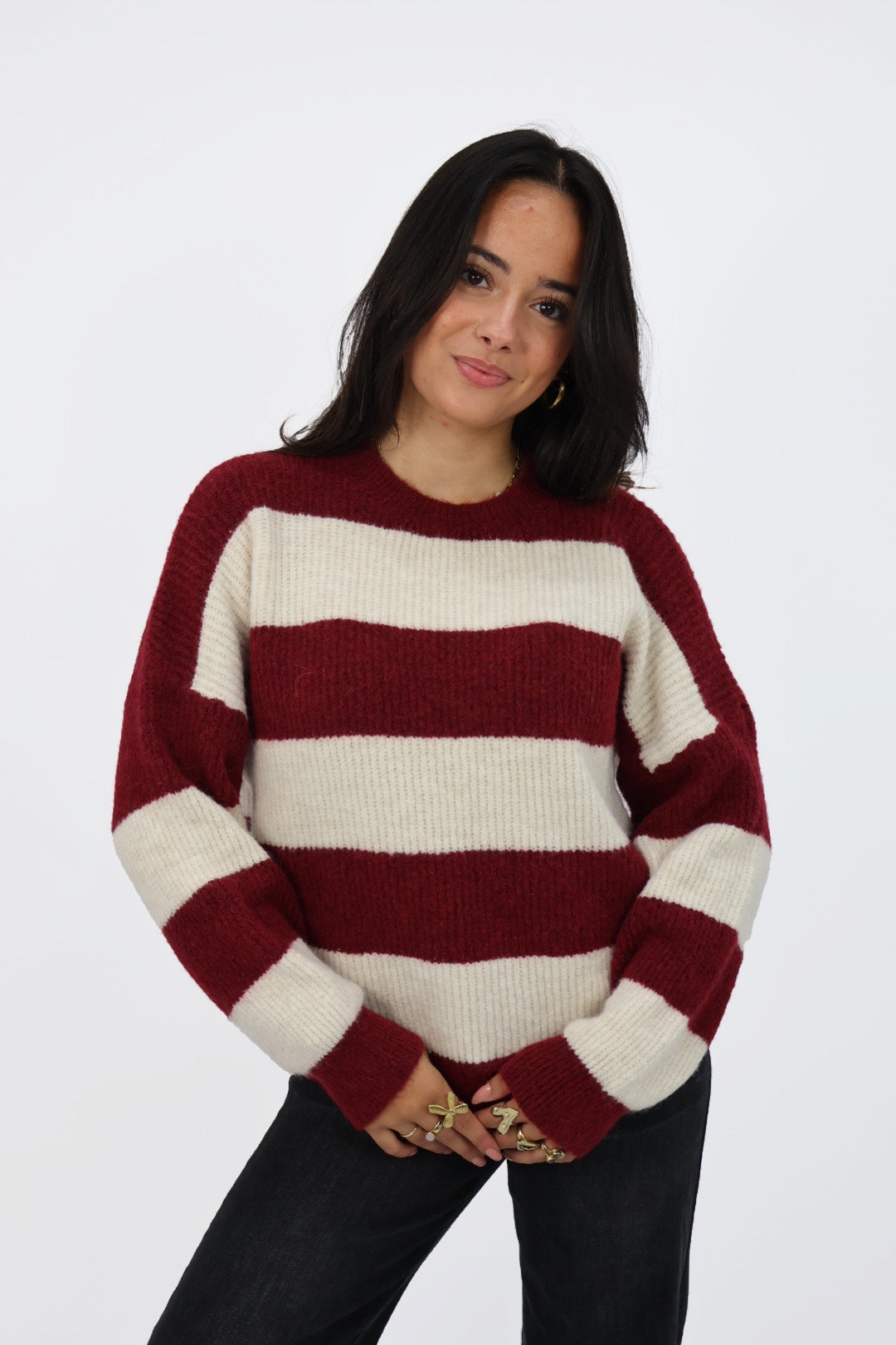 Cozy Knit Stripes - Bordeaux