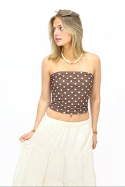 Polka dot top - Brown