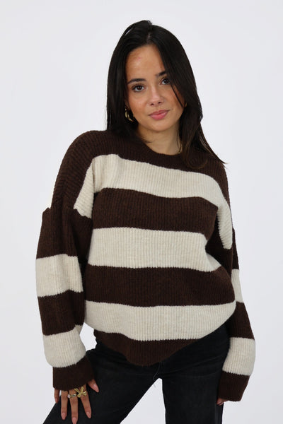 Cozy Knit Stripes - Chocolate Brown