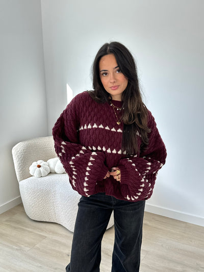 Hearts Knit Sweater Romy - Bordeaux