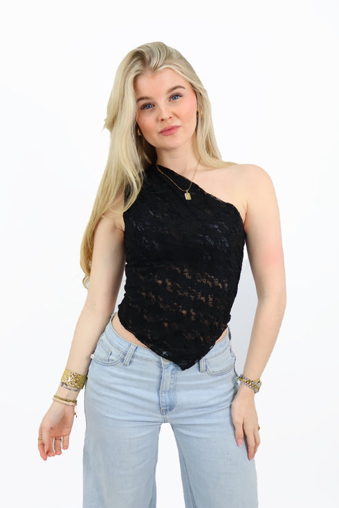 Lotte kanten Top - Black