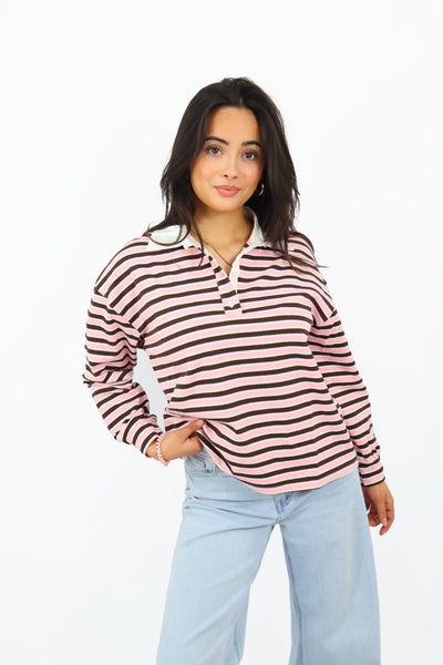 Malou polo - Brown/Pink