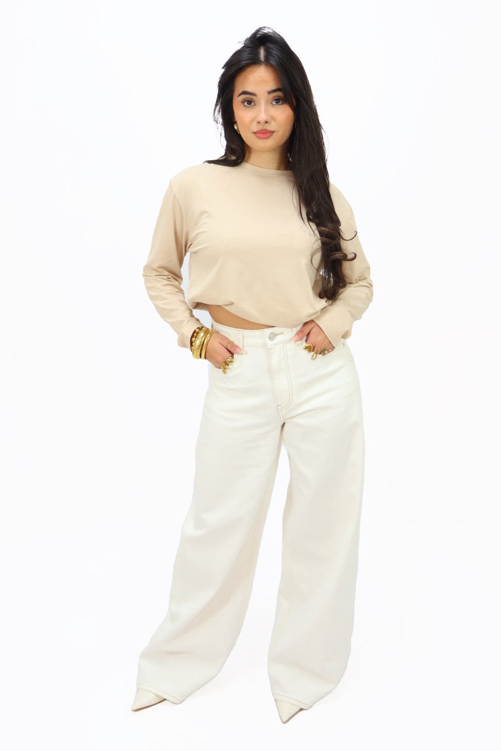 Hailey wide leg jeans - Creme