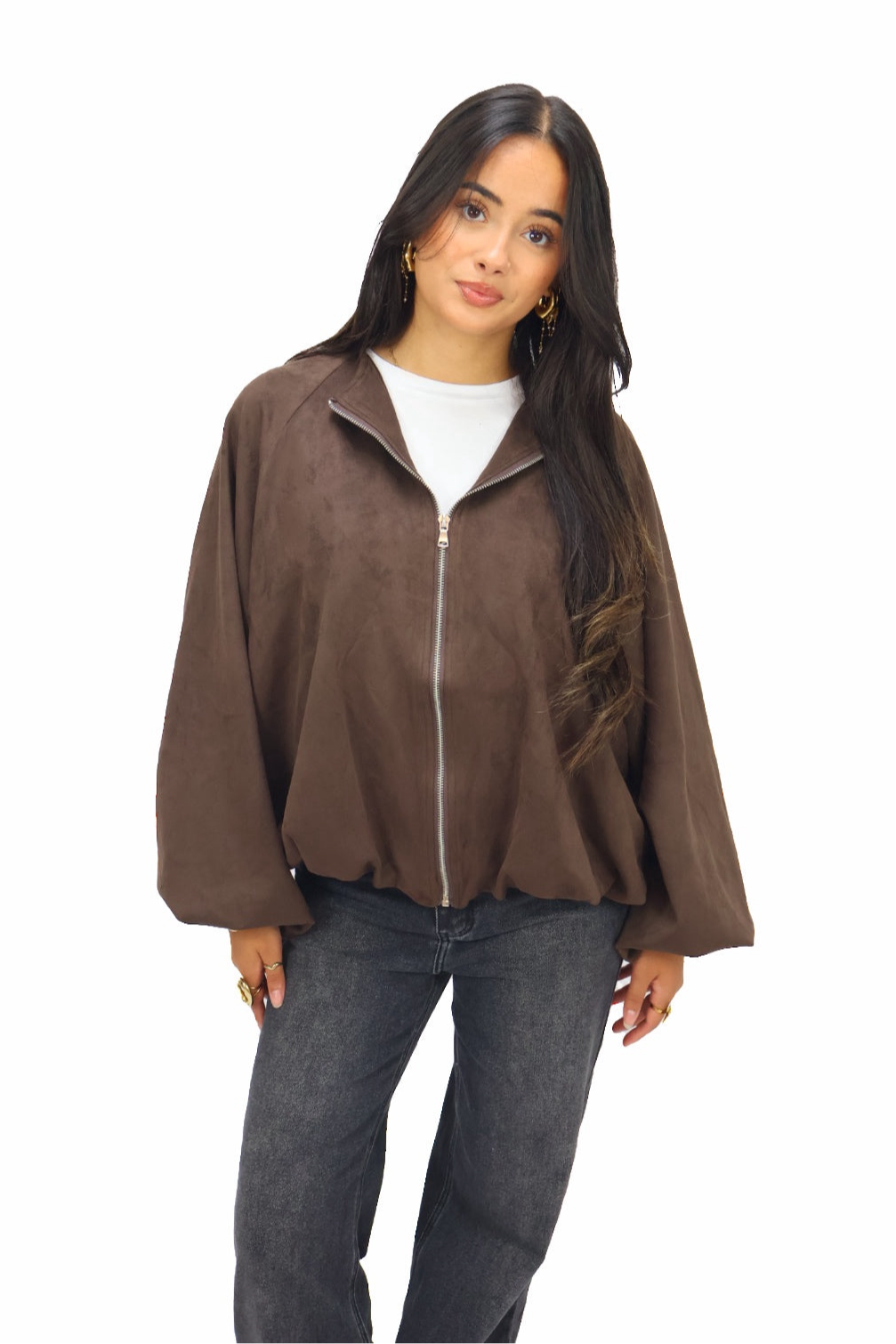 Maud Suede Look Jacket - Brown | Ambika