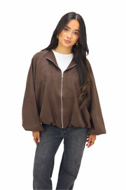 Maud Suede Look Jacket - Brown | Ambika