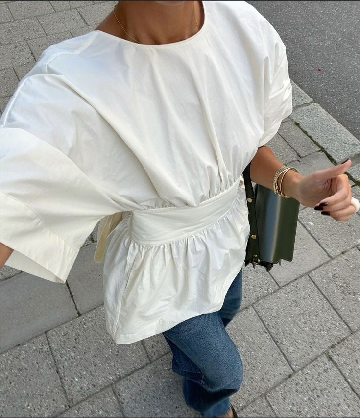 Grace Open Back Top - White