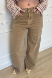 Leah wide leg jeans  - Taupe