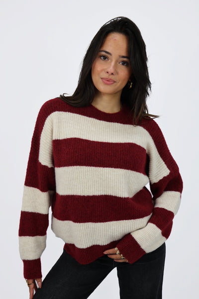 Cozy Knit Stripes - Bordeaux