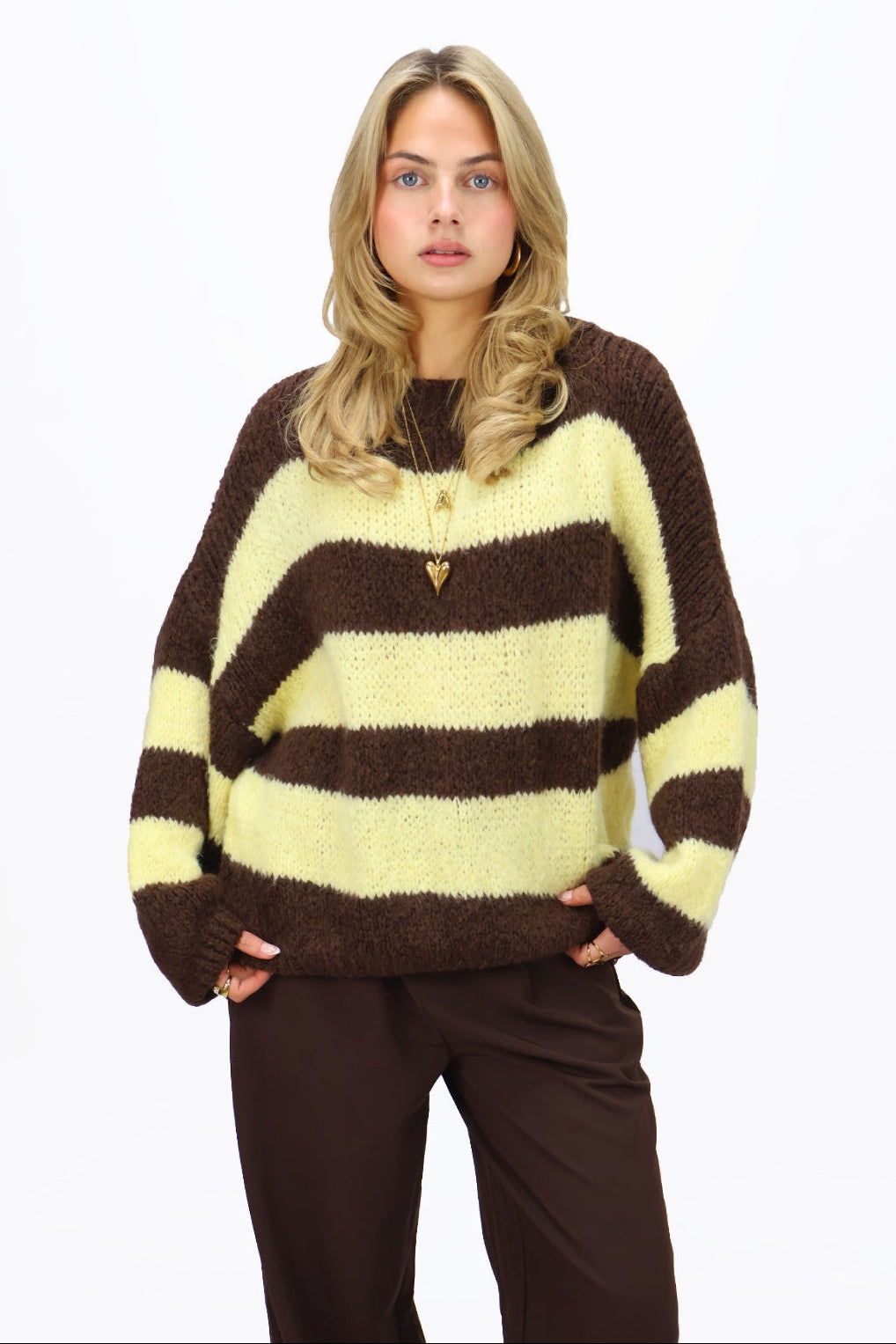 Get comfy knit stripes  - Brown/yellow