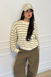 Linda sweater - Creme/Green
