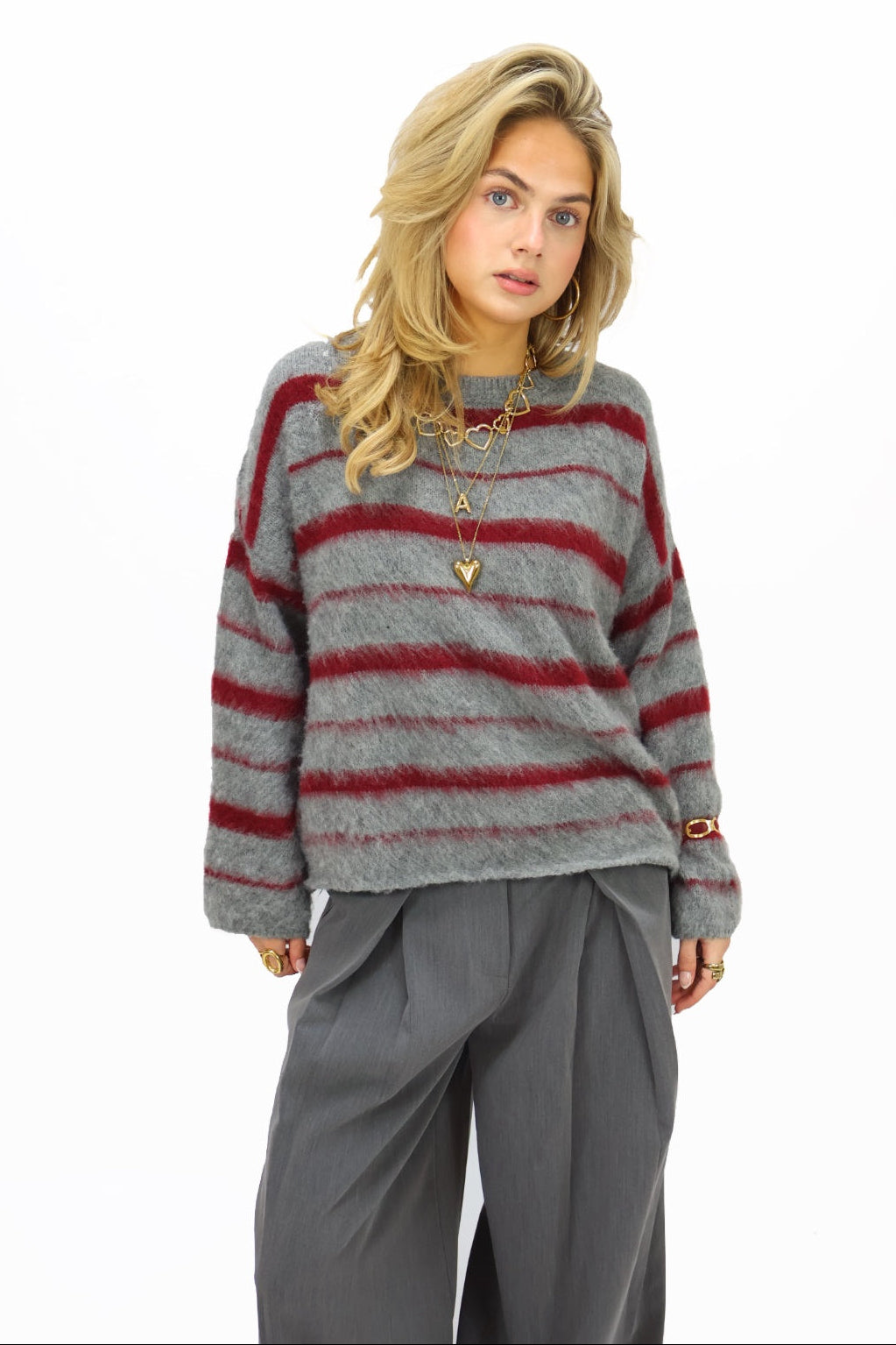 Lune sweater - Grey/Bordeaux