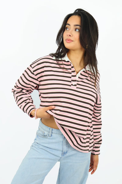 Malou polo - Brown/Pink