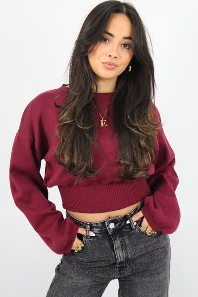 Nara Cropped Sweater - Bordeaux