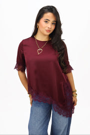 Satin T-Shirt - Bordeaux