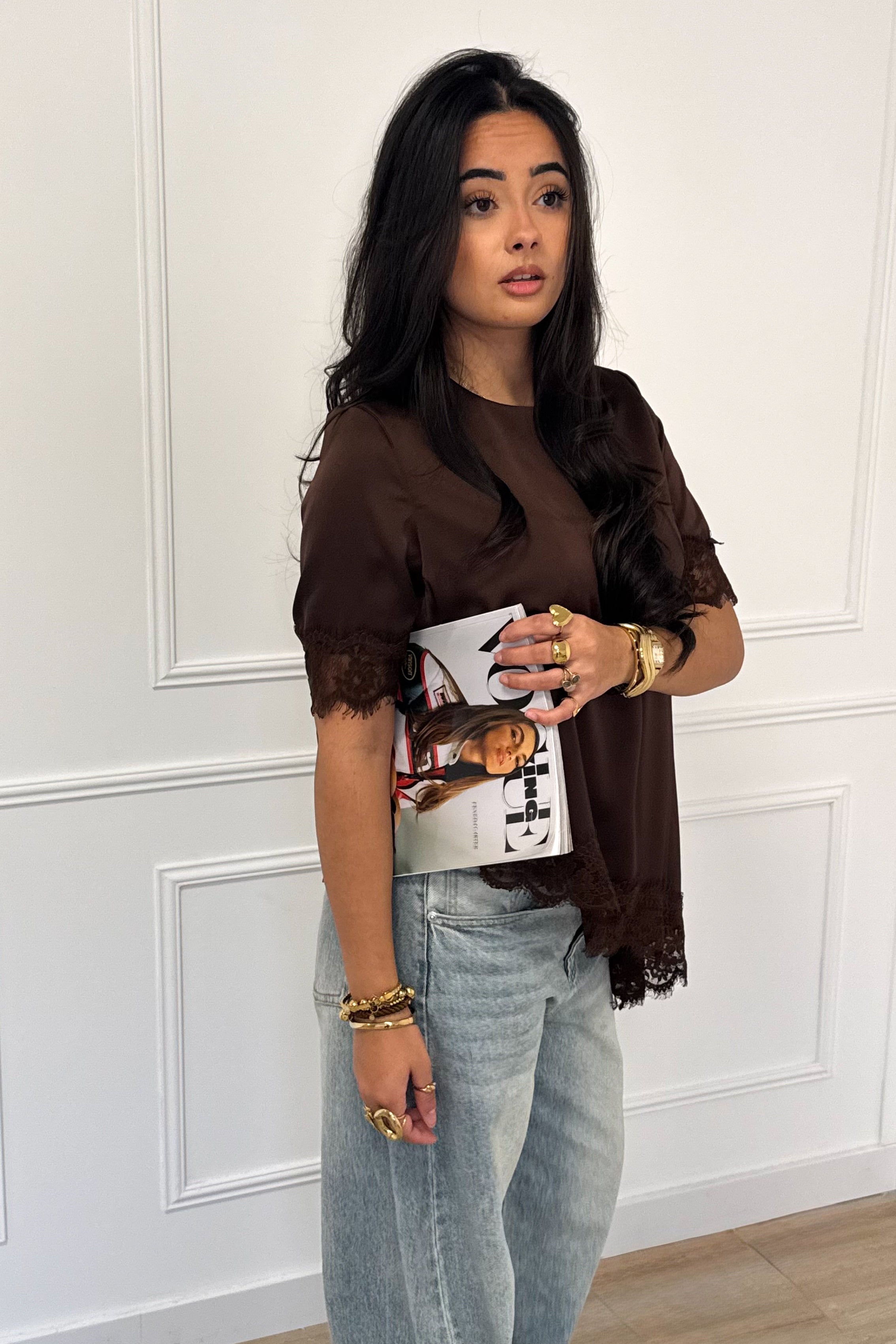 Satin T-Shirt - Brown