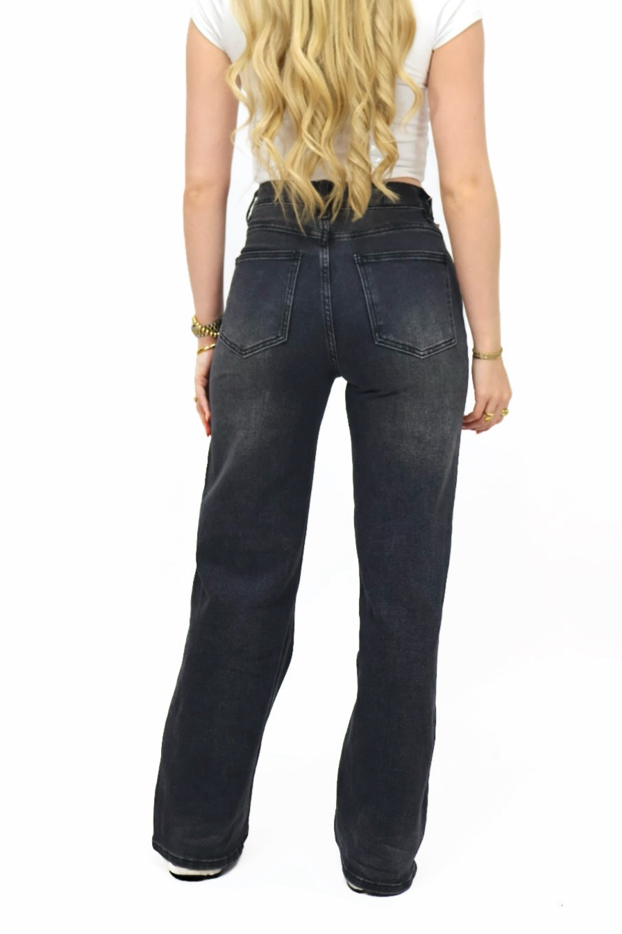 Kate Wide Leg Jeans - Dark Grey | KT741-12