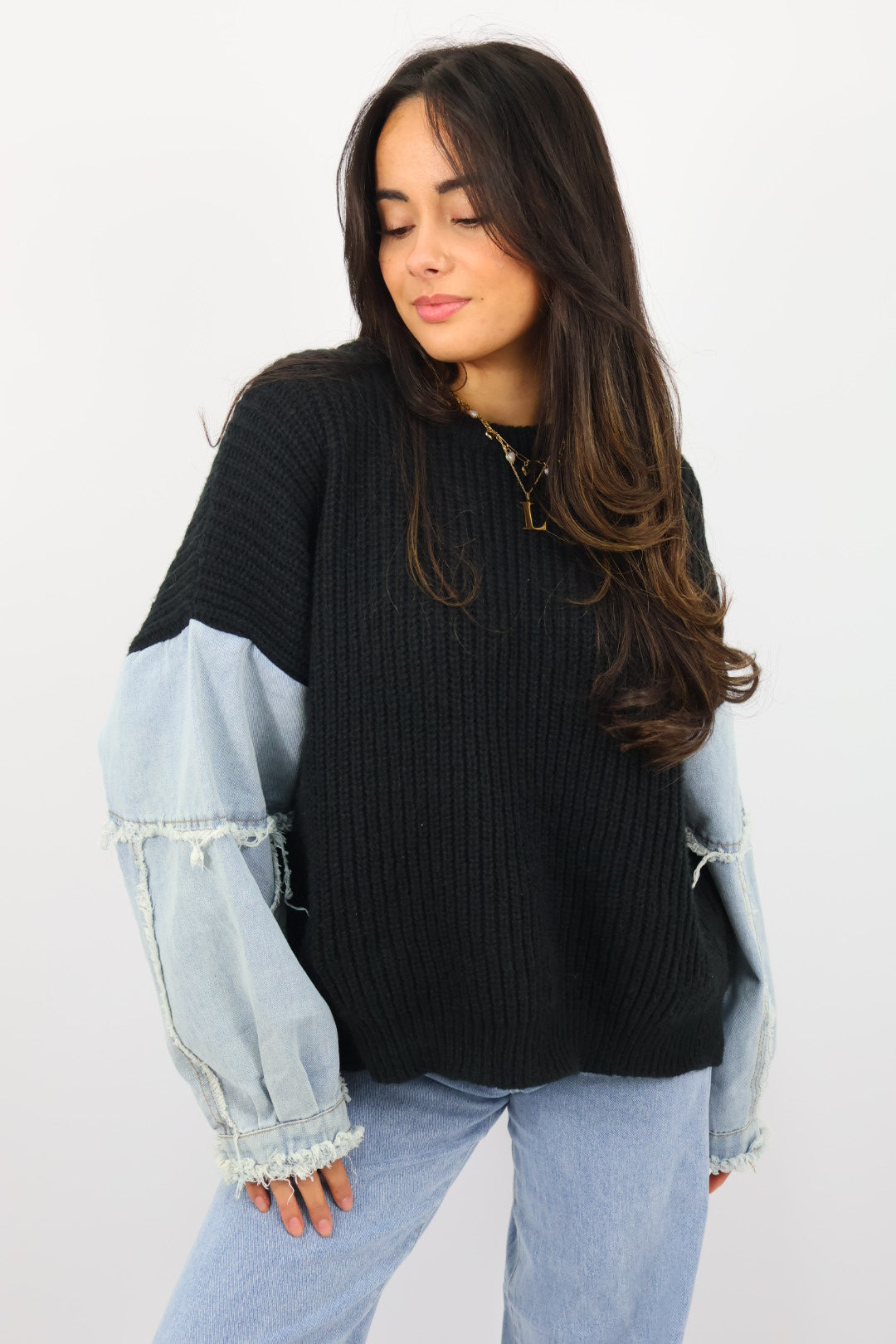 Light Denim Sweater - Black