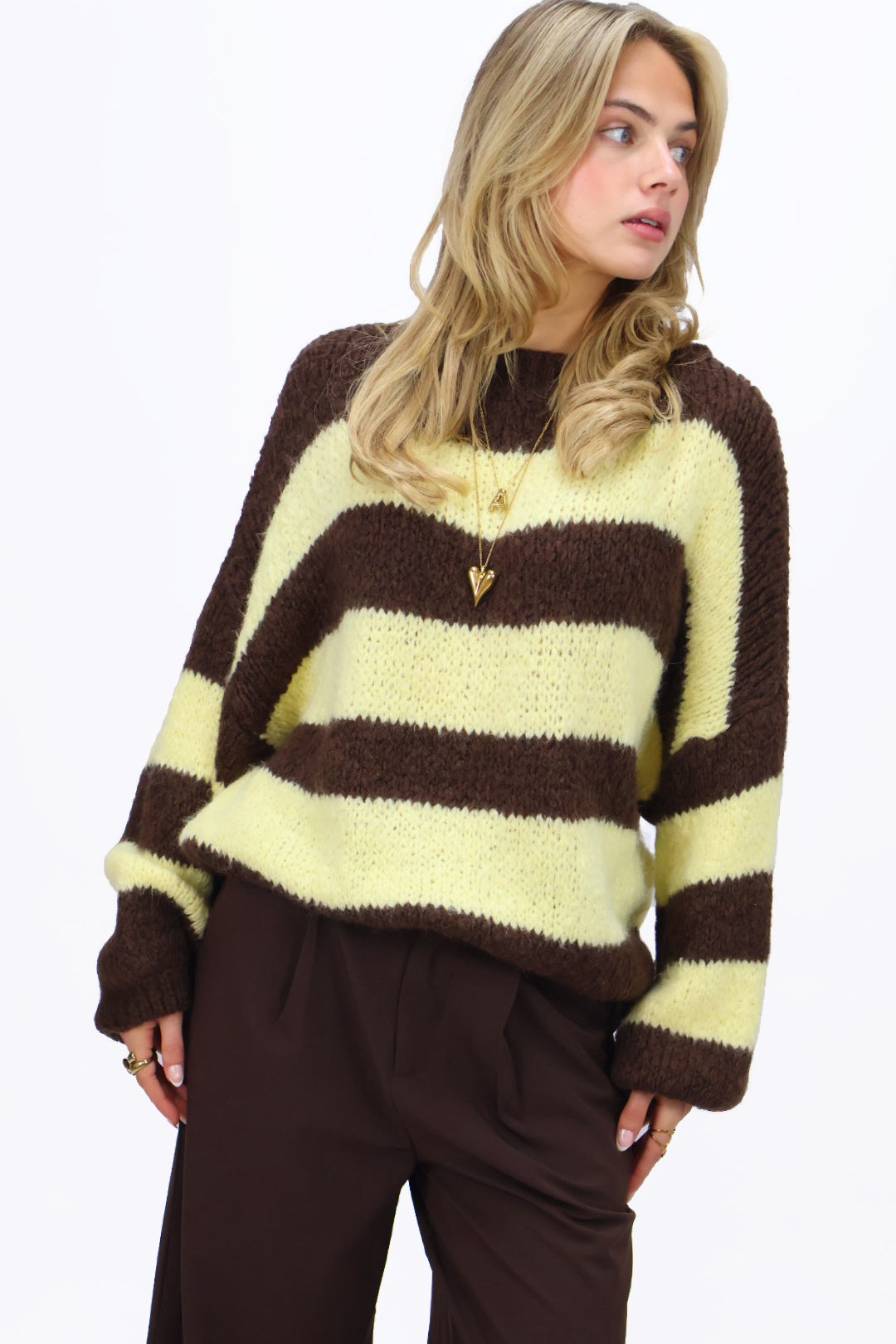 Get comfy knit stripes  - Brown/yellow