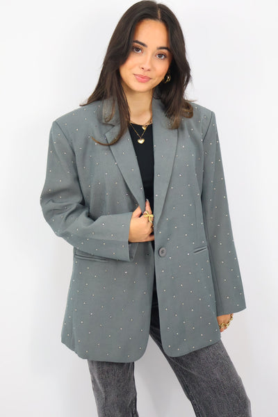 Ambika Rhinestones Blazer - Grey