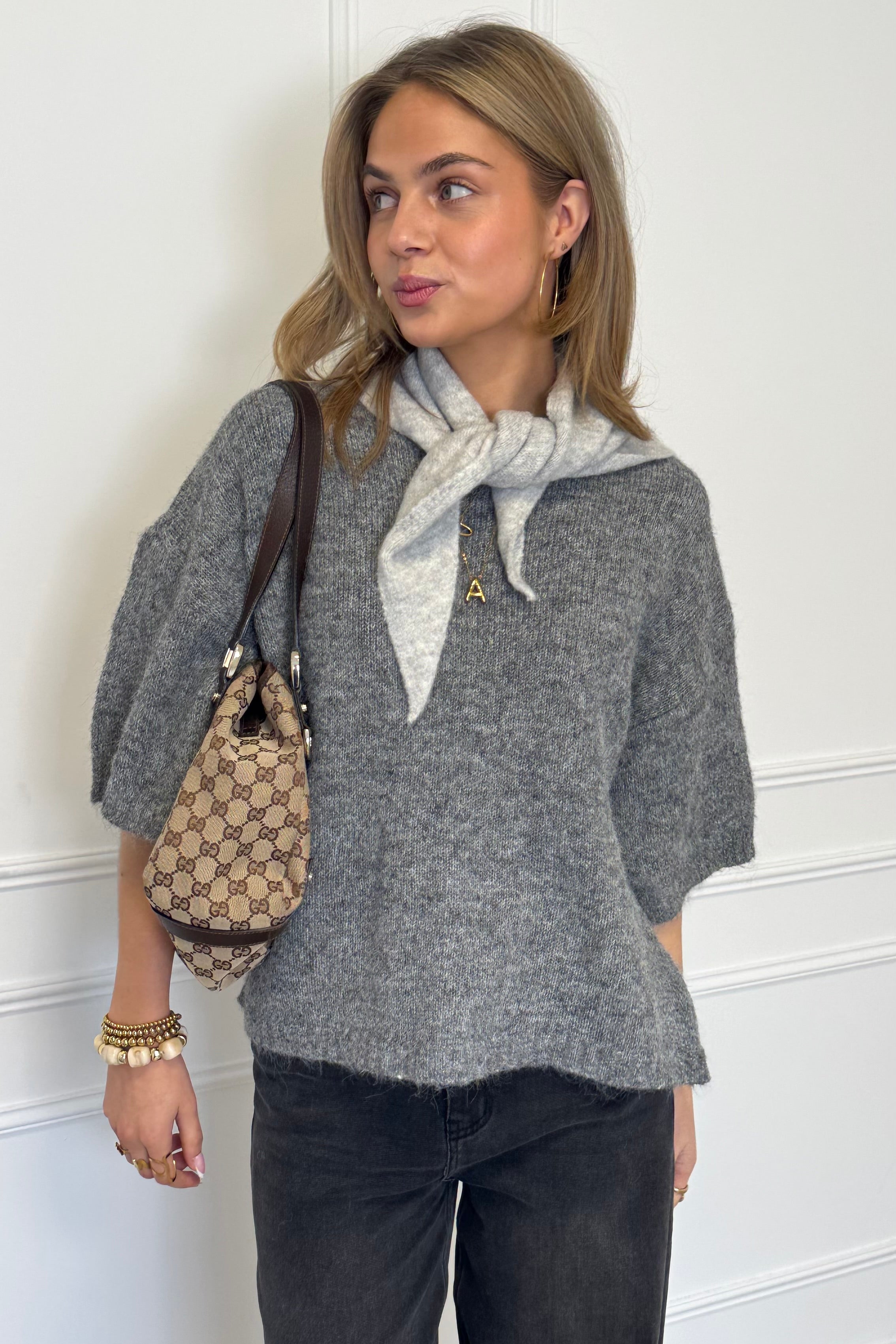 Moos shortsleeve sweater - Grey