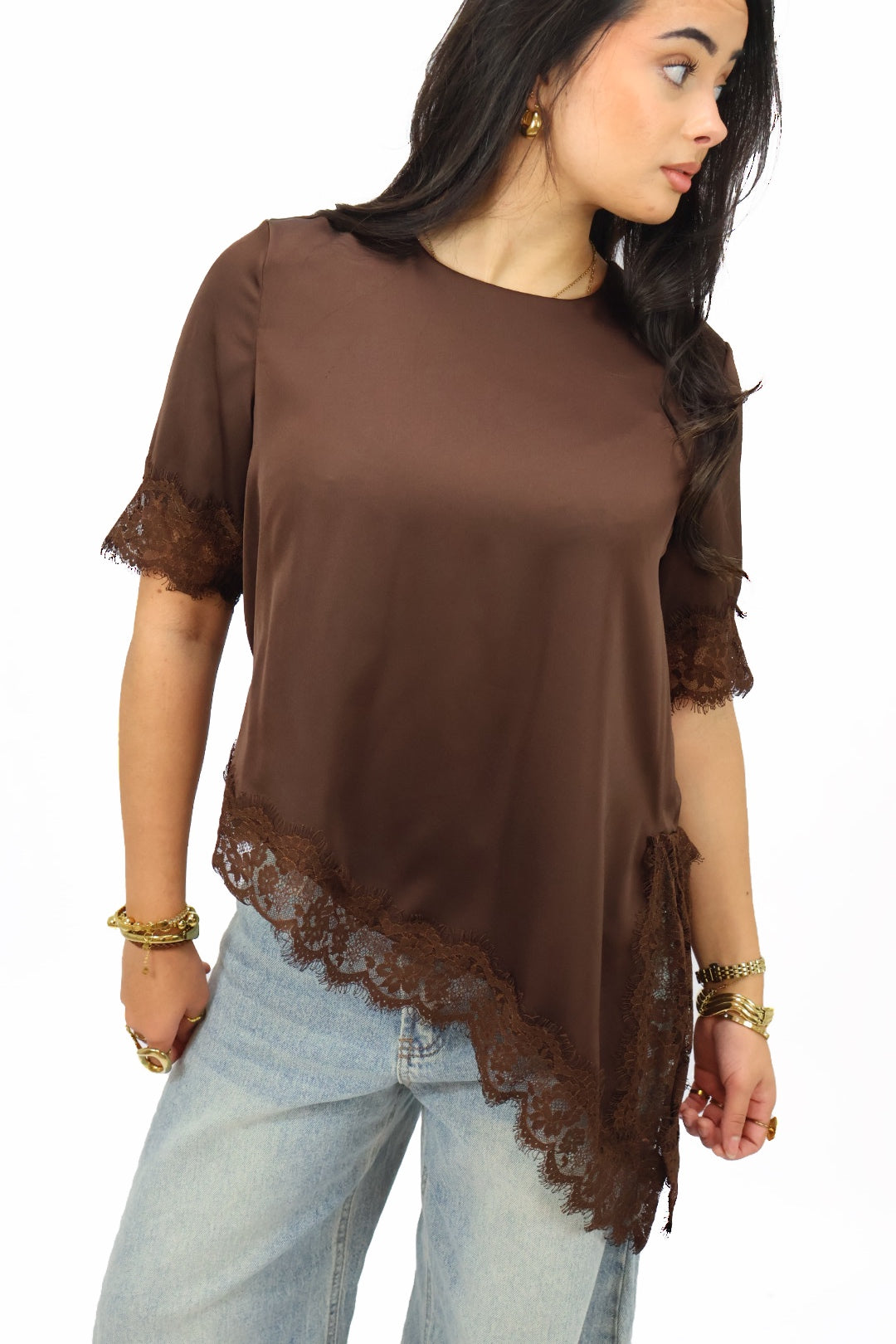 Satin T-Shirt - Brown