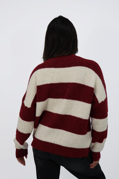 Cozy Knit Stripes - Bordeaux