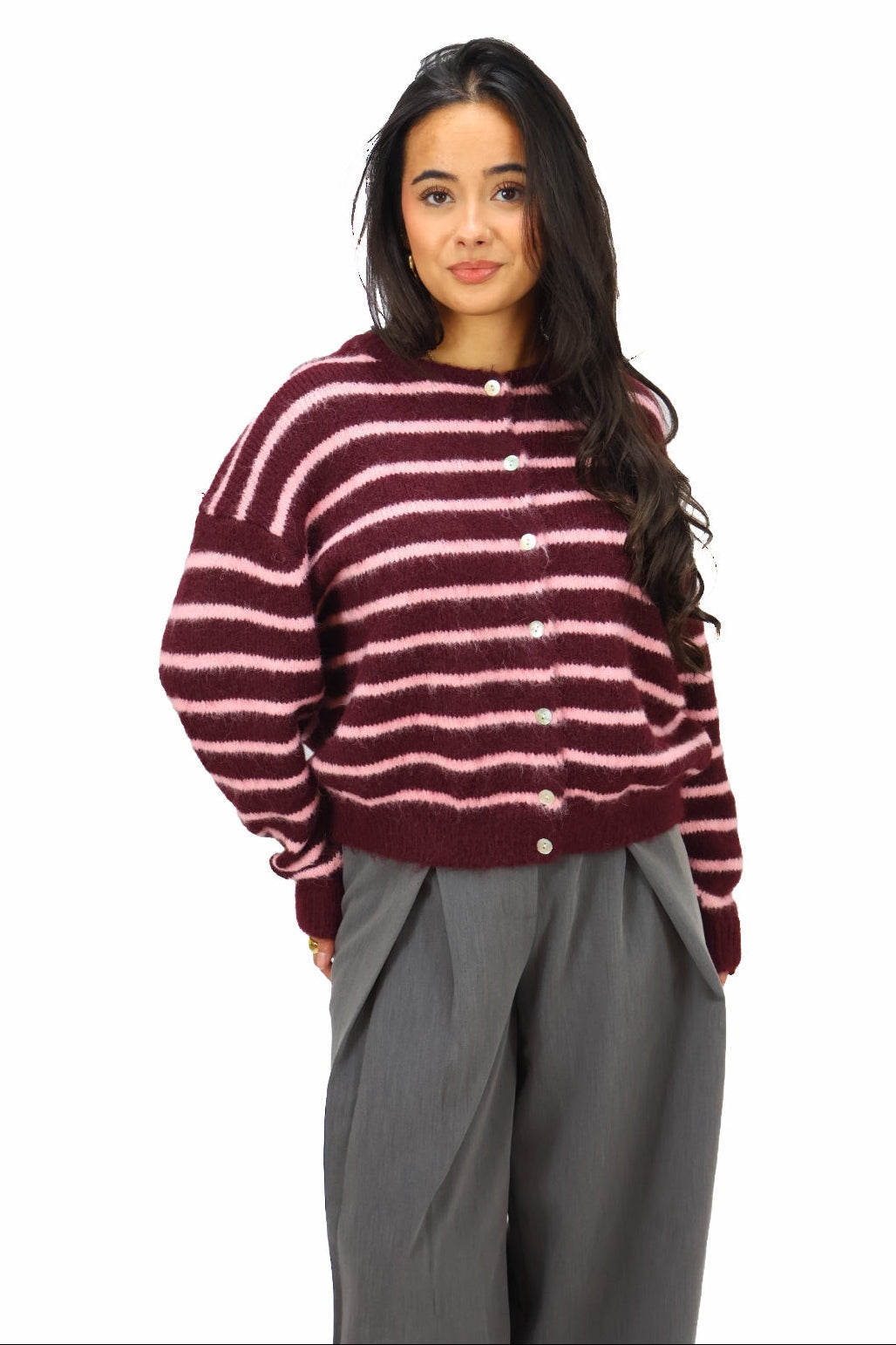 Evy Cardigan - Pink/bordeaux