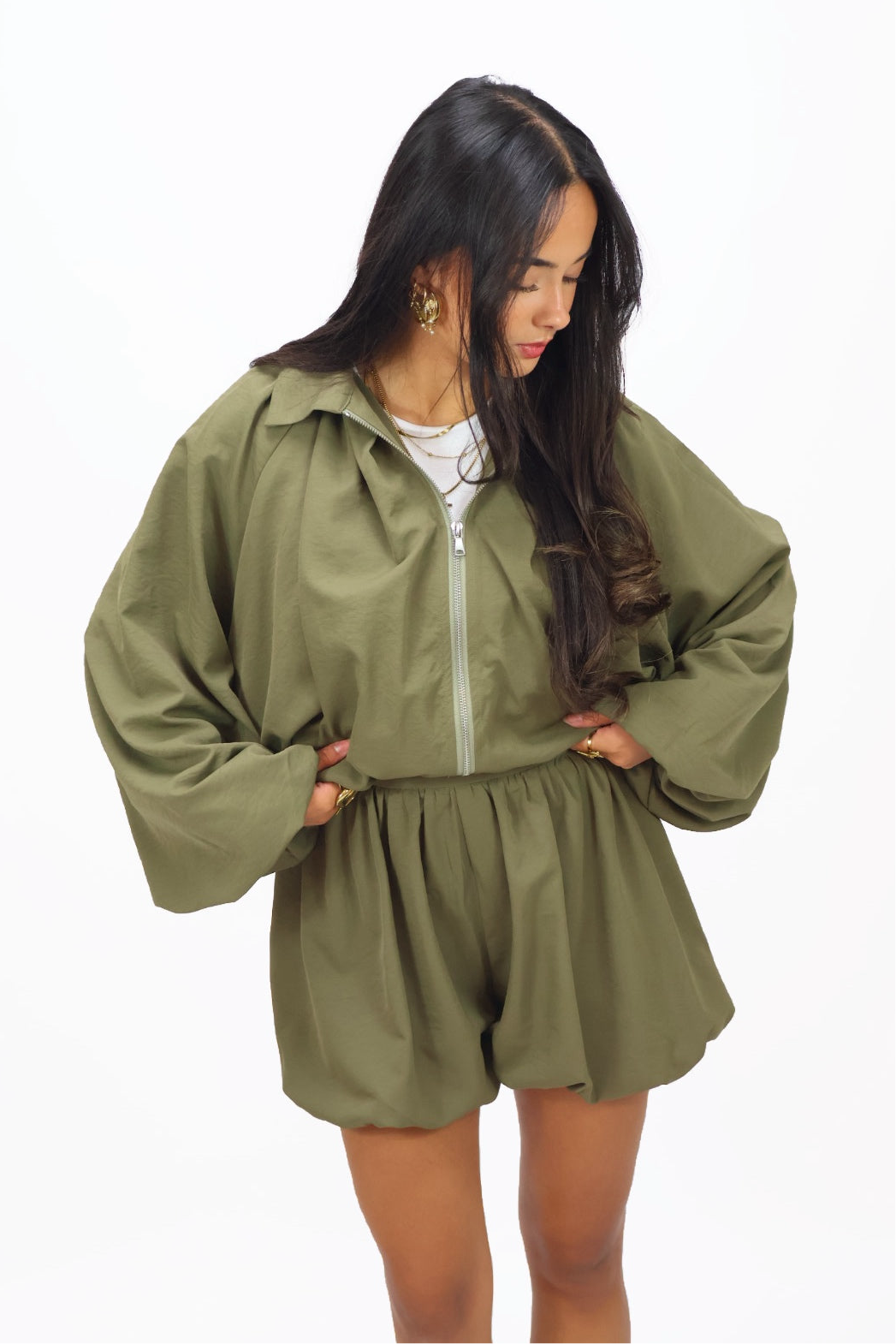 Ambika Balloon Skort - Army Green