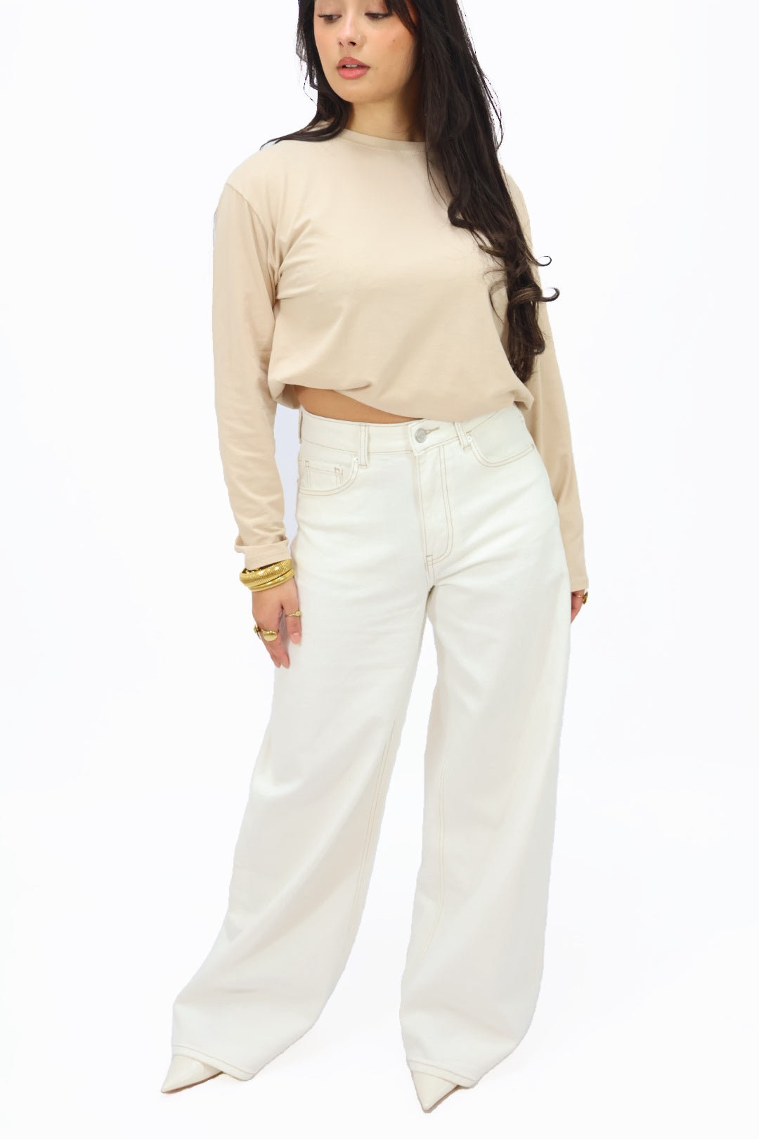 Hailey wide leg jeans - Creme