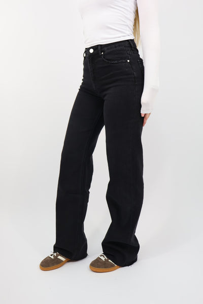 Denim Wide Leg Jeans - Black | W3636-7