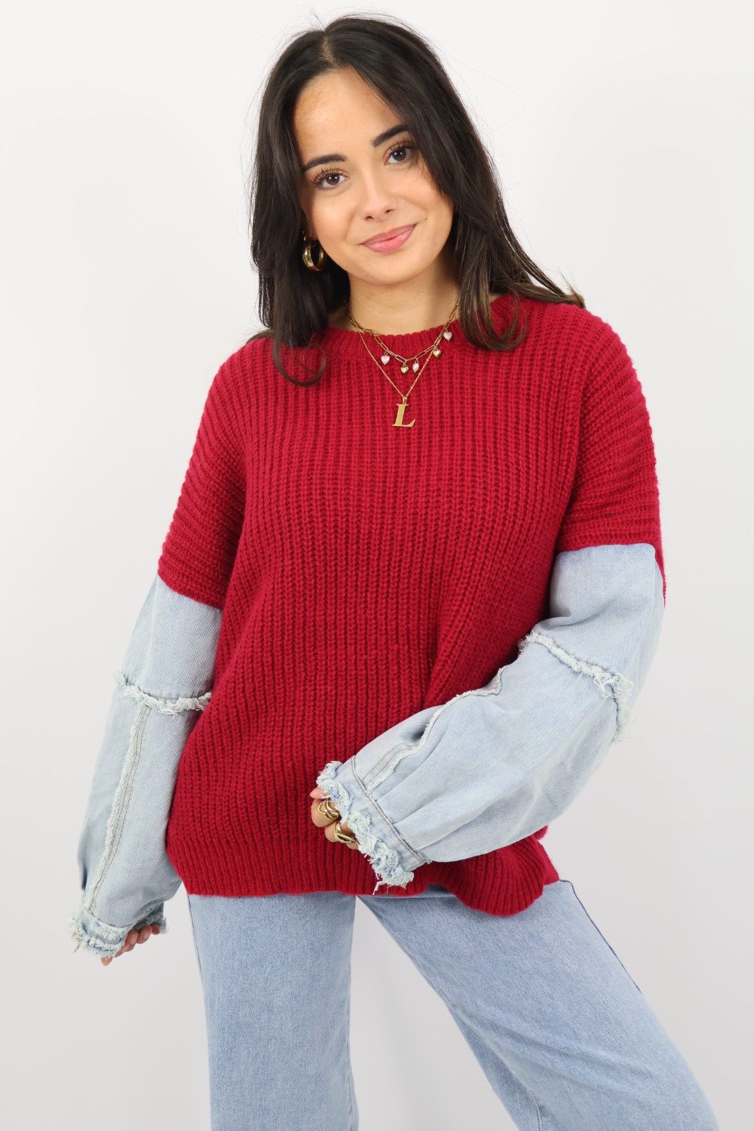 Light Denim Sweater - Bordeaux