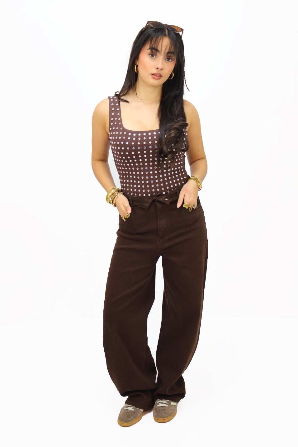 Gina balloon jeans - Brown